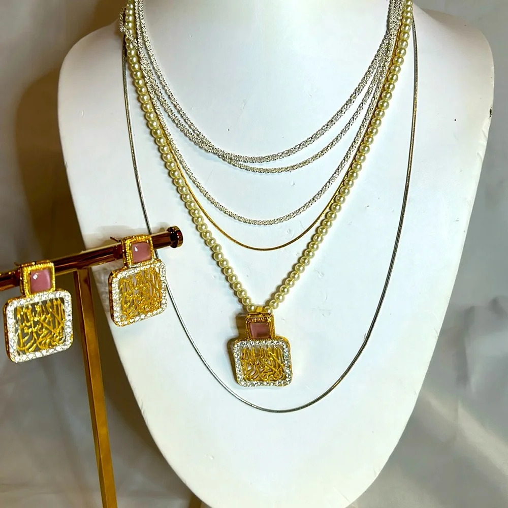 Stackable Statement! 5 Necklaces With Earrings. N… - image 1